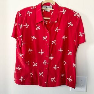 Carlisle Vintage 100% Silk Button Front Blouse 16
